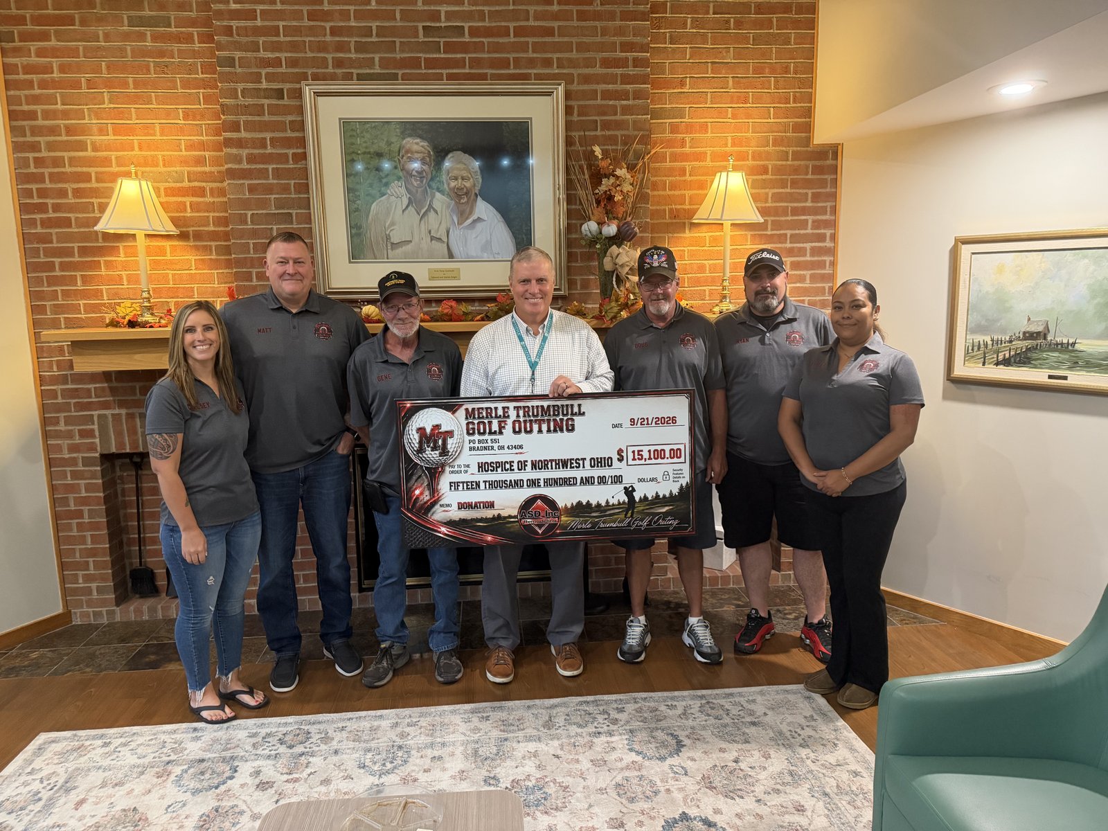 The MTGO board presenting the 6th Annual donation check to Hospice of Northwest Ohio